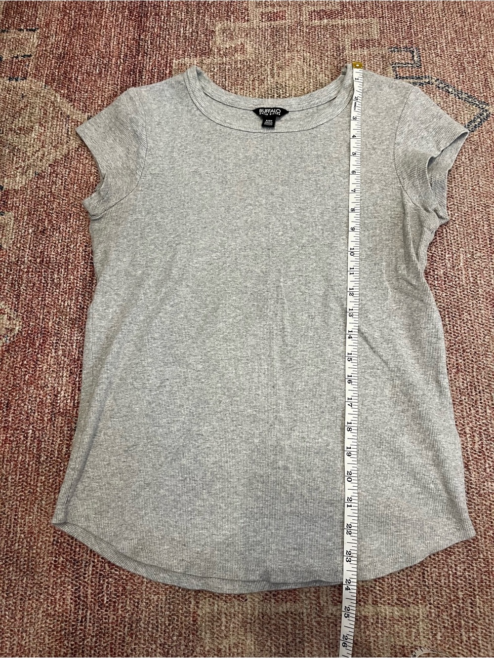 Buffalo David Bitton ribbed cotton blend crew neck cap Sleeve fitted tee small